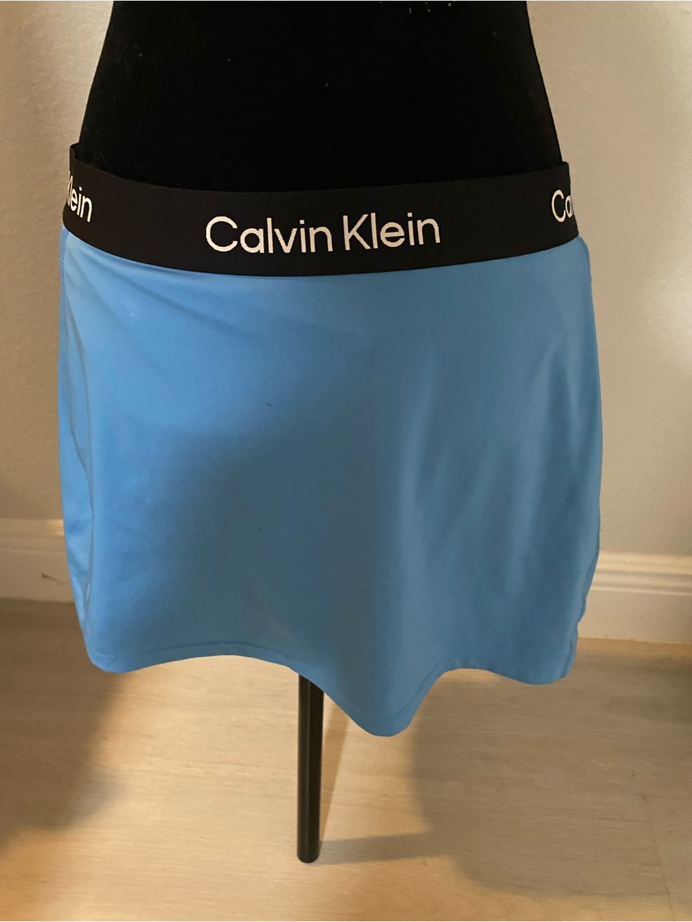 Calvin Klein Sky Blue Athletic Skort with Black Logo Waistband